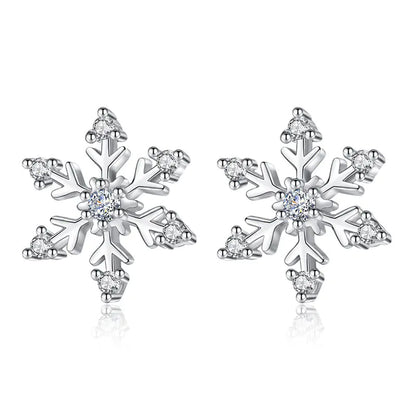 925 Silver Snowflake Earrings For Christmas