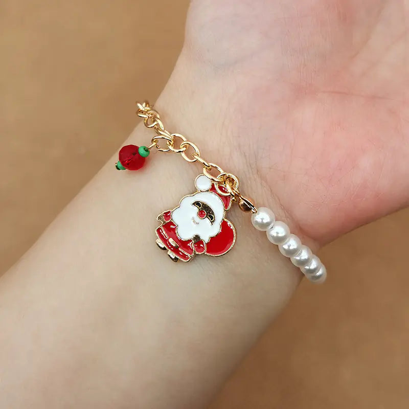 Christmas Bracelet With Snowman, Elk, and Snowflakes