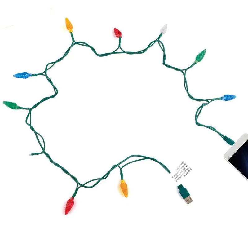 LED USB Charging Cable With Christmas String Lights