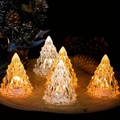 LED Flameless Crystal Mini Christmas Tree Night Light (1PC) For Home Decor
