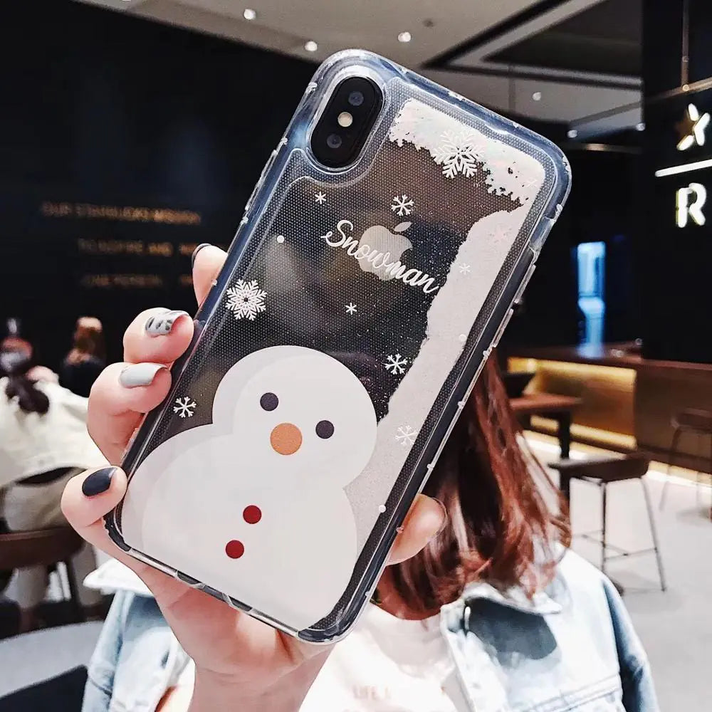 Snowflake Liquid Sand Christmas iPhone Case