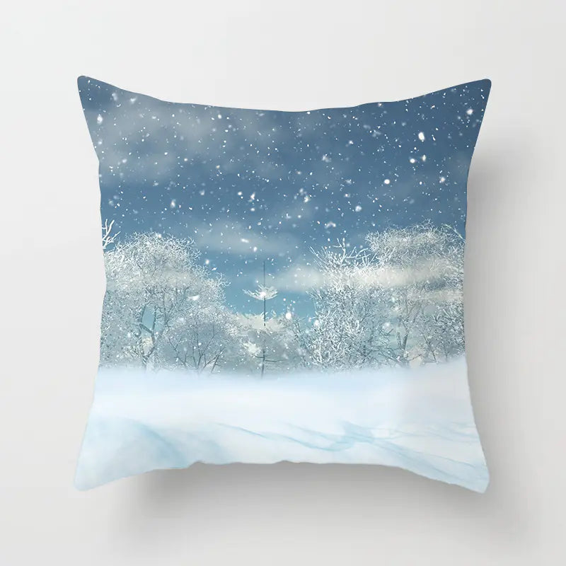 Christmas Snowflake Print Polyester Pillowcase For Home Decor