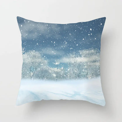 Christmas Snowflake Print Polyester Pillowcase For Home Decor