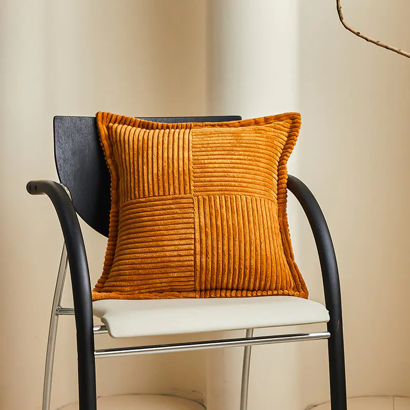 Solid Christmas Corduroy Cushion Cover With Stripes