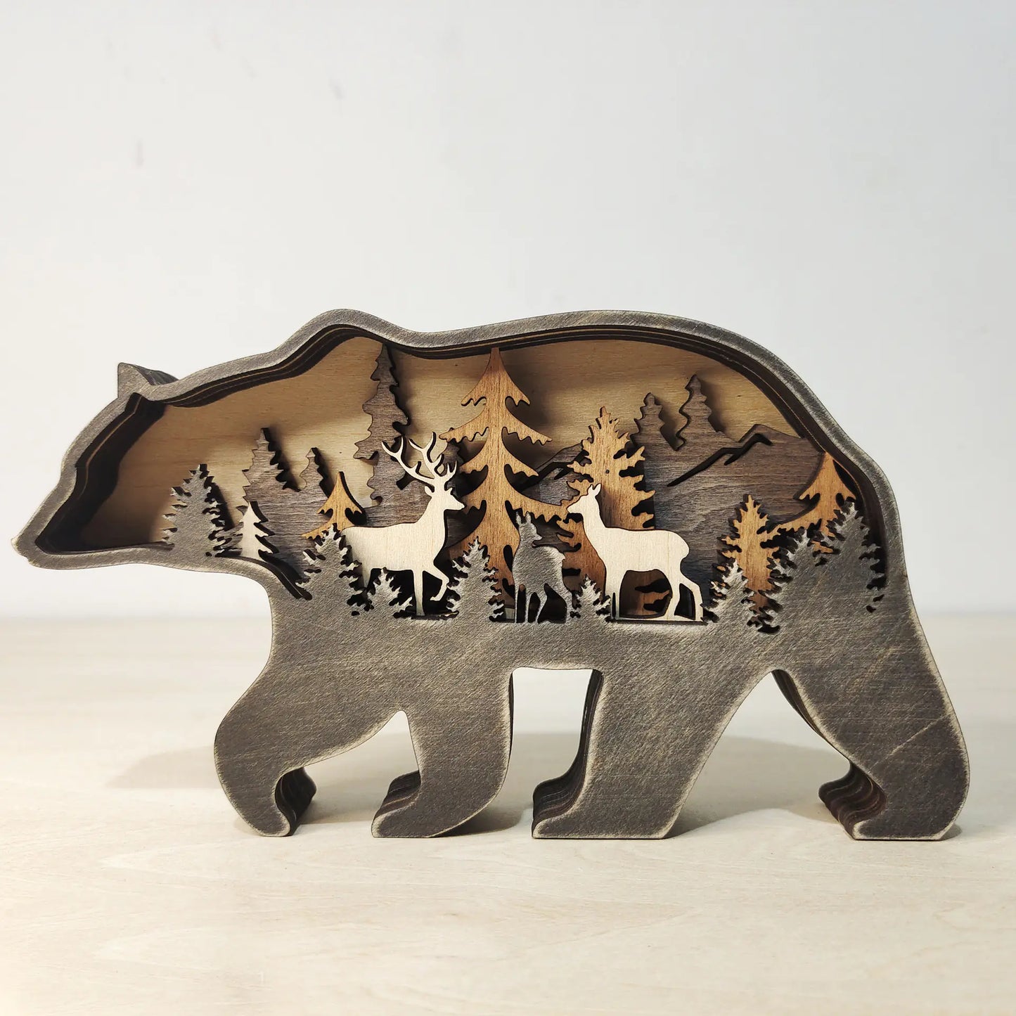 Wooden 3D Animal Christmas Carving For Home Wall Decor
