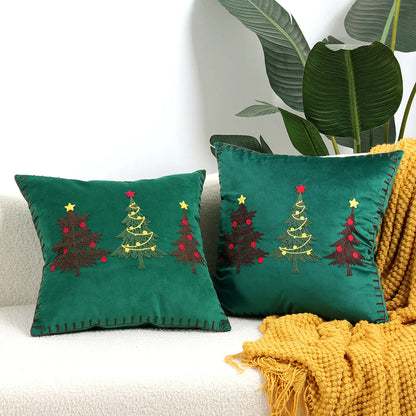 Christmas Tree Gold Foil Deer Cushion Cover For Home Decor
