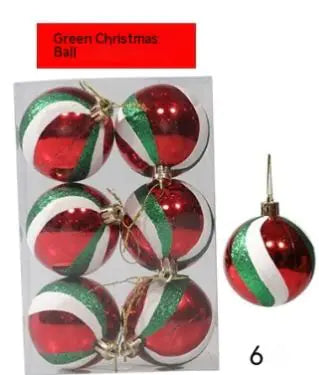 Glitter Christmas Ball Ornament Six Pack For Home Decor