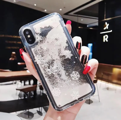 Snowflake Liquid Sand Christmas iPhone Case