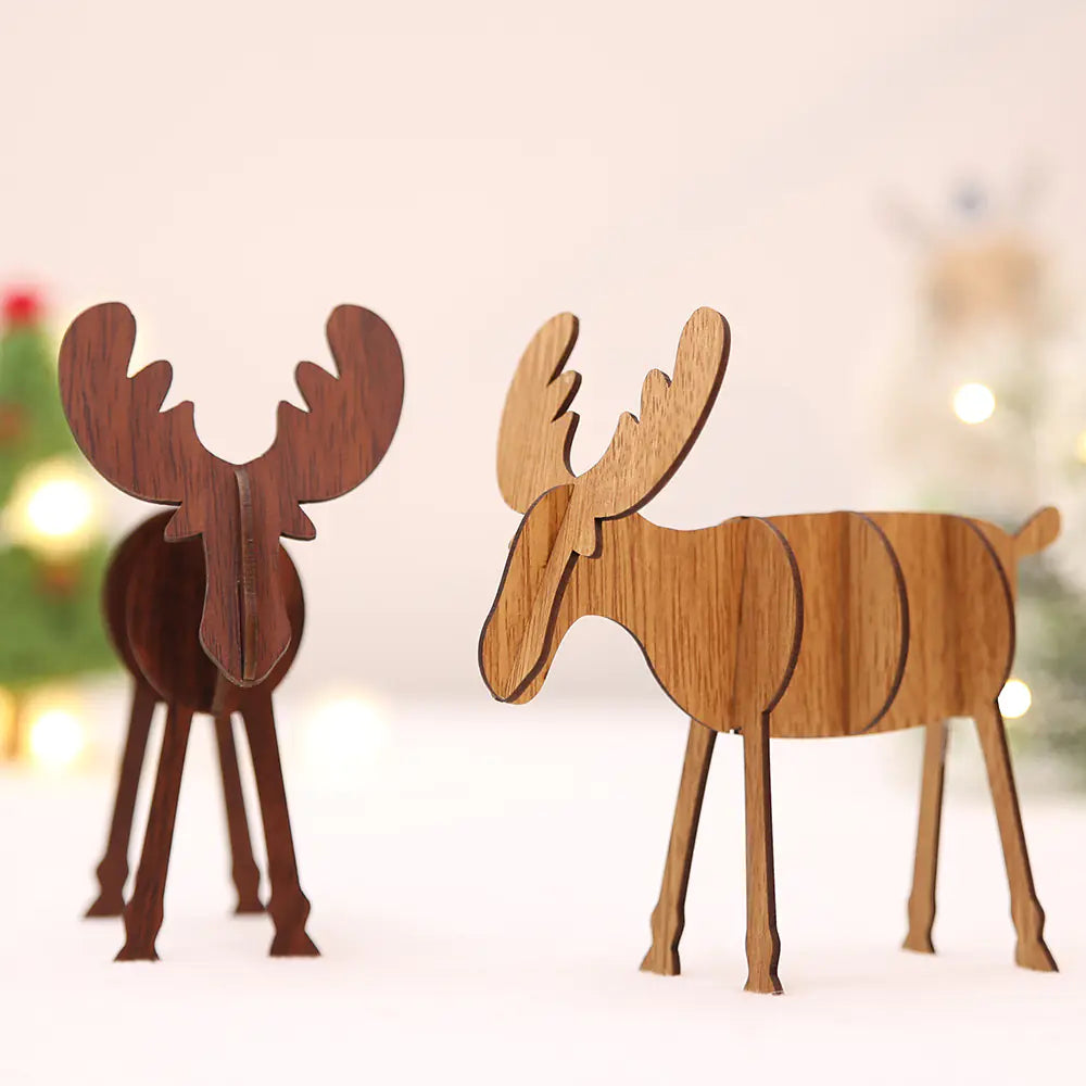Wooden Christmas Reindeer Decor & Tree Ornament