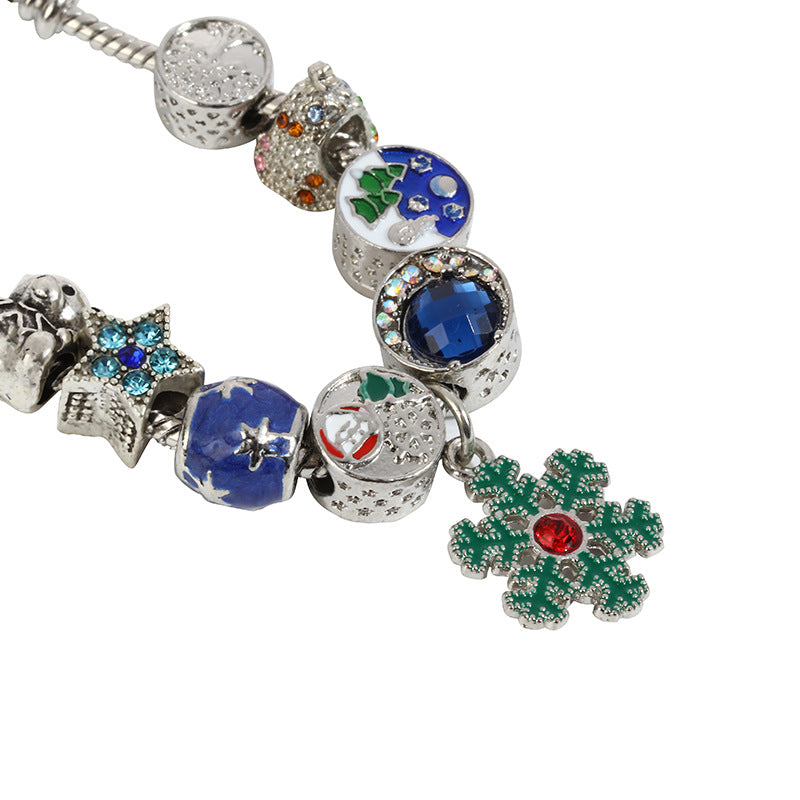 Christmas Snowflake Bells Charm Bracelet For Kids