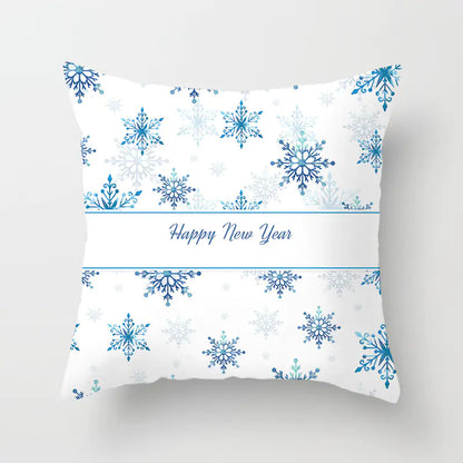 Christmas Snowflake Print Polyester Pillowcase For Home Decor