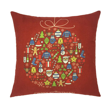 Christmas Santa & Reindeer Cotton Linen Pillow Covers