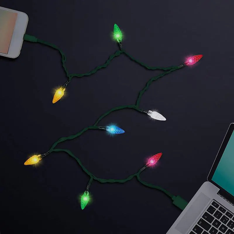 LED USB Charging Cable With Christmas String Lights