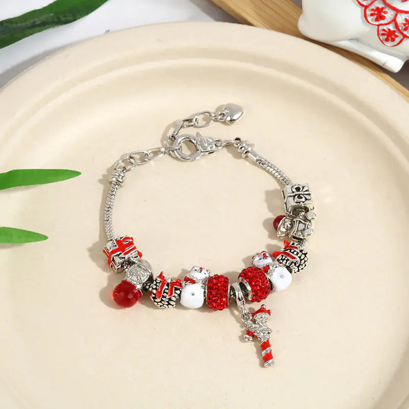 Christmas Snowflake Bells Charm Bracelet For Kids