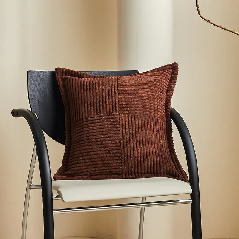 Solid Christmas Corduroy Cushion Cover With Stripes