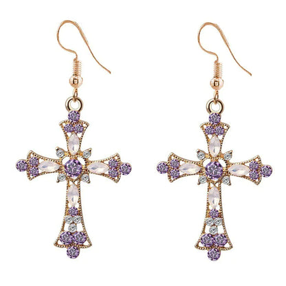 Cross Pendant Earrings & Necklace Set For Christmas