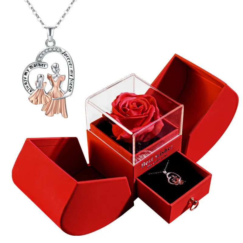 Elegant Christmas Rose Jewelry Box & Necklace