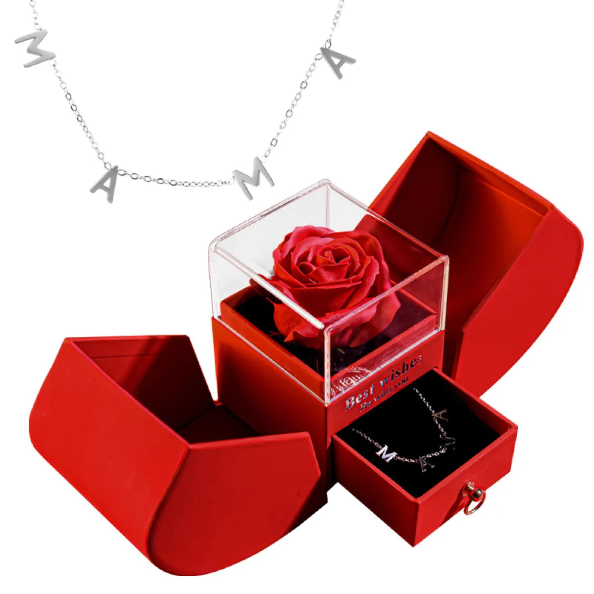 Elegant Christmas Rose Jewelry Box & Necklace
