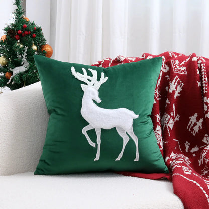 Christmas Tree Gold Foil Deer Cushion Cover For Home Decor