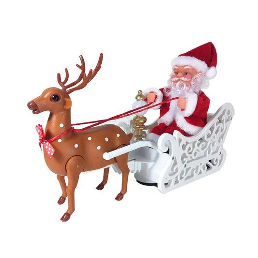 Electric Reindeer Pulling Sleigh Christmas Toy For Home Decor