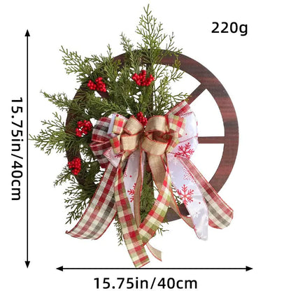 Wooden Christmas Wreath With Pinecones & Wheel Design For Home Decor