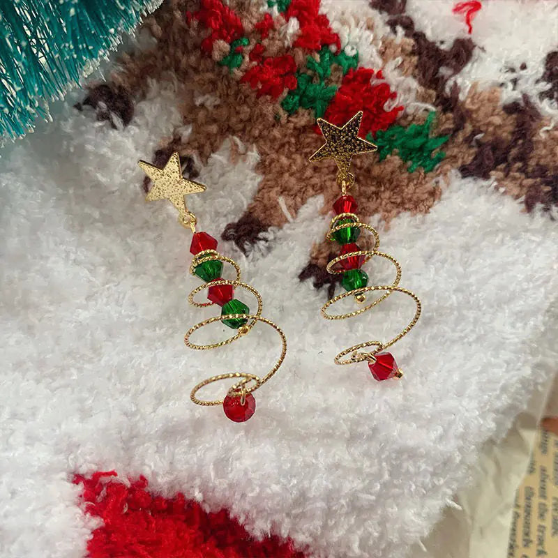 Color Contrast Design Women's Christmas Tree Earrings