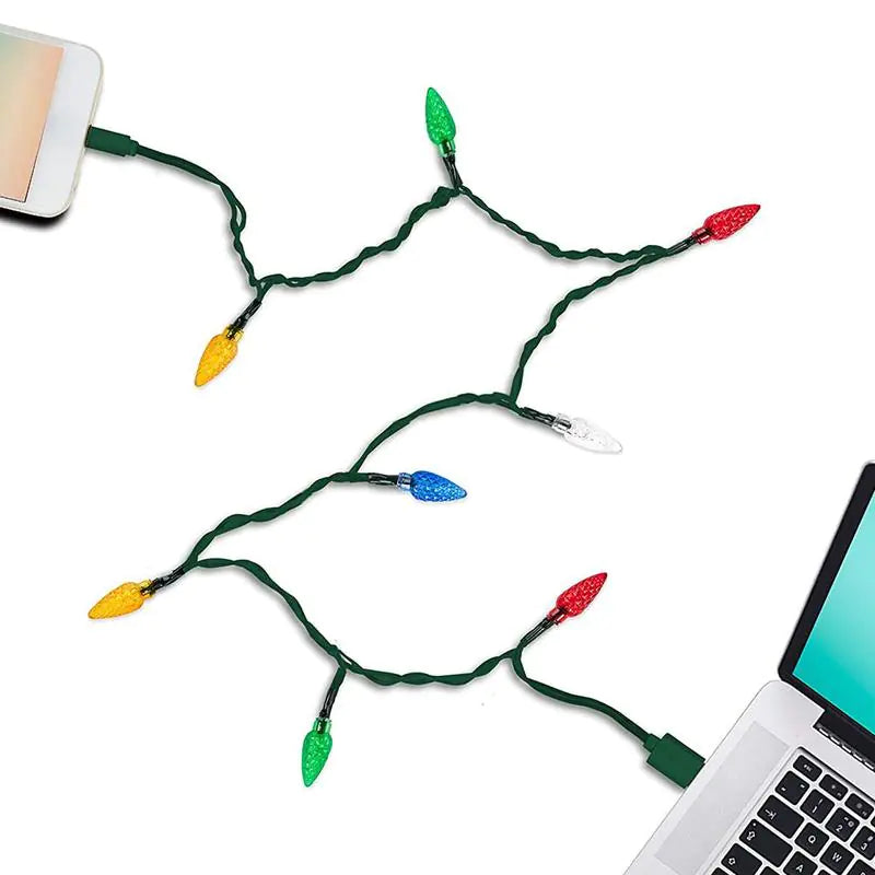 LED USB Charging Cable With Christmas String Lights