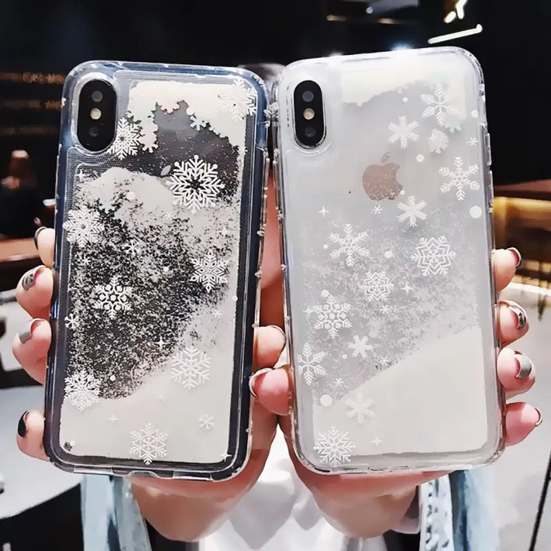 Snowflake Liquid Sand Christmas iPhone Case