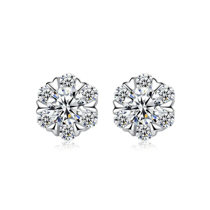 S925 Silver Snowflake Earrings for Women, Christmas Gift