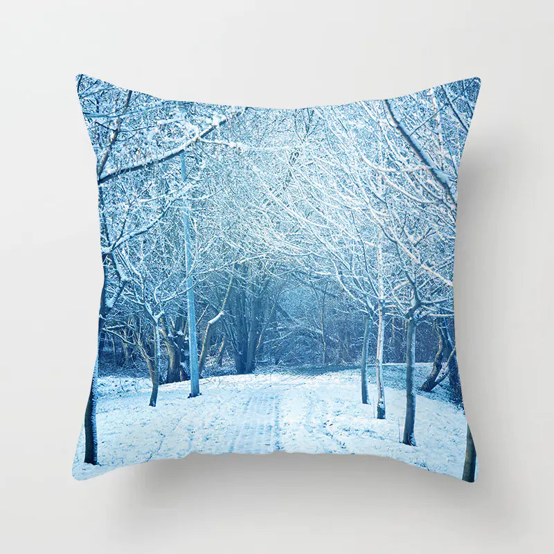 Christmas Snowflake Print Polyester Pillowcase For Home Decor