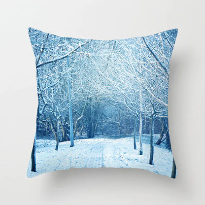 Christmas Snowflake Print Polyester Pillowcase For Home Decor