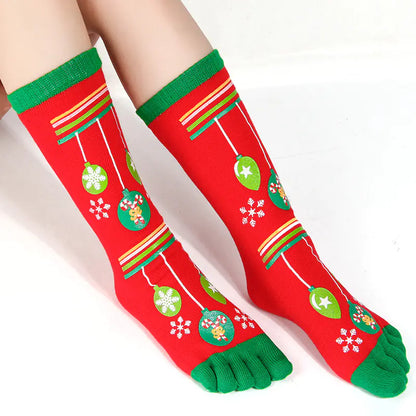 Christmas Five-Toed Socks For Cold Protection and Warmth