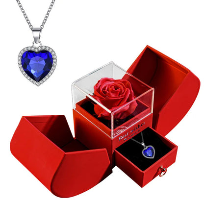 Elegant Christmas Rose Jewelry Box & Necklace