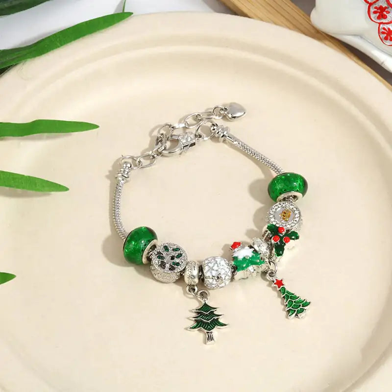 Christmas Snowflake Bells Charm Bracelet For Kids