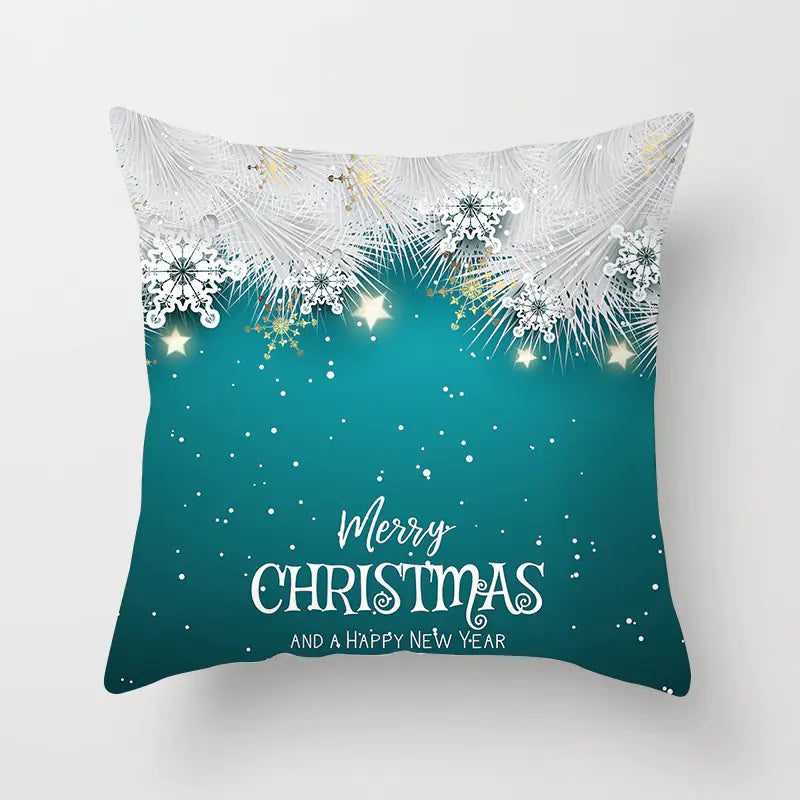 Christmas Snowflake Print Polyester Pillowcase For Home Decor