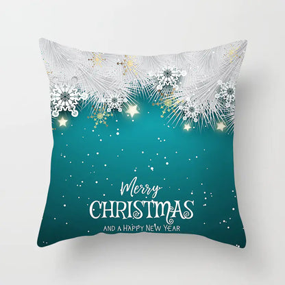 Christmas Snowflake Print Polyester Pillowcase For Home Decor