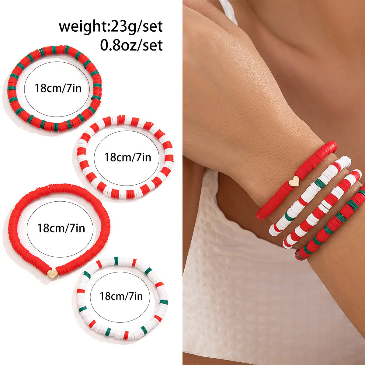 European American Christmas Letters Beaded Bracelet Set
