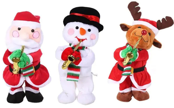 Christmas Decor Santa Reindeer Snowman Music Playing Saxophone Toy For Home Decor