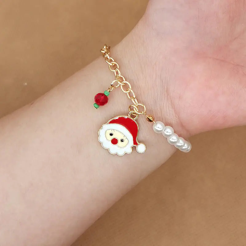 Christmas Bracelet With Snowman, Elk, and Snowflakes