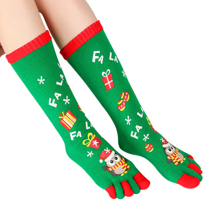 Christmas Five-Toed Socks For Cold Protection and Warmth