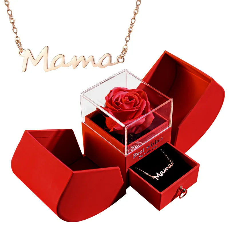 Elegant Christmas Rose Jewelry Box & Necklace