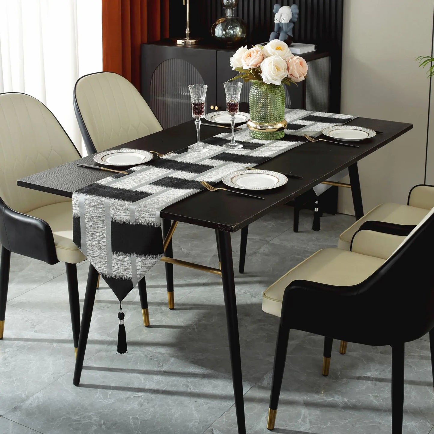 Table Runner With Gold Edging For Christmas, Wedding, & Home Decor