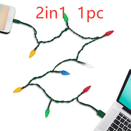 LED USB Charging Cable With Christmas String Lights