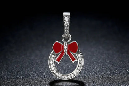 S925 Silver Beaded Bracelet Christmas Wreath Charm