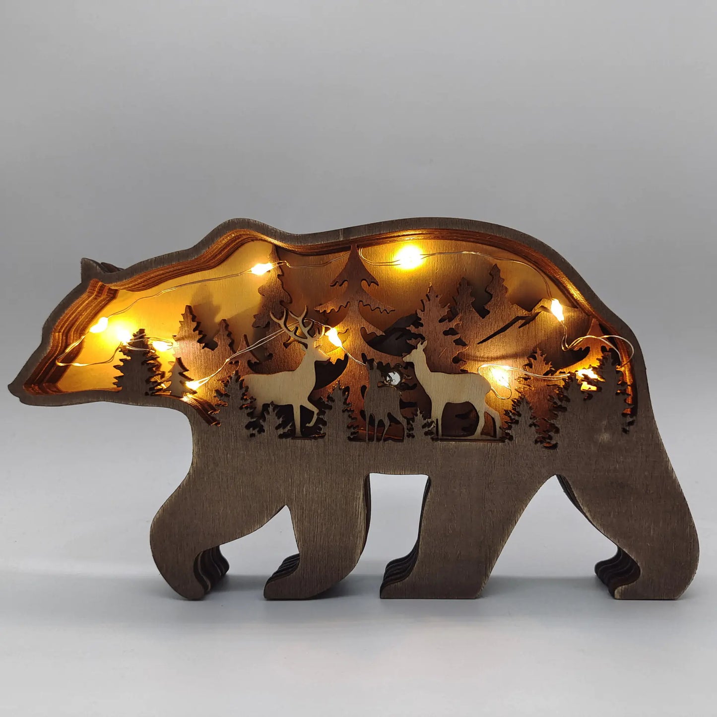 Wooden 3D Animal Christmas Carving For Home Wall Decor