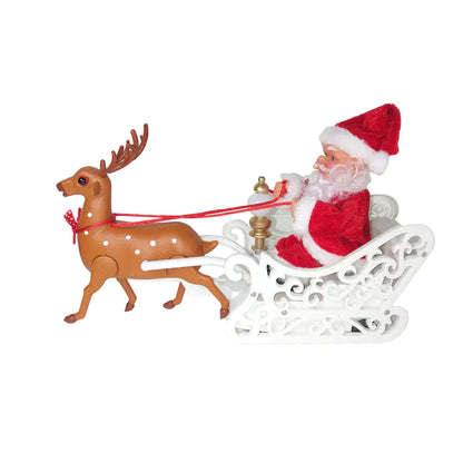 Electric Reindeer Pulling Sleigh Christmas Toy For Home Decor