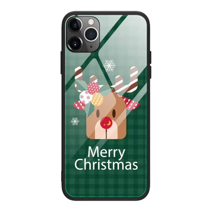 Tempered Glass Christmas iPhone Case Protective Cover