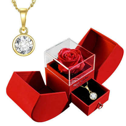 Elegant Christmas Rose Jewelry Box & Necklace