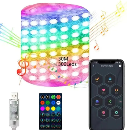 Christmas LED Remote Control RGB Smart Lights For Home Decor