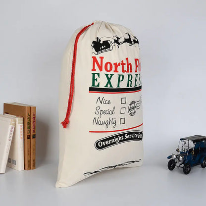 Cotton Eco-Friendly Christmas Gift Bag With Reindeer For Home Decor